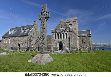 "Stone cross, Celtic cross, at the Christian Iona Abbey, Iona pilgrimage monastery, monastery on the Scottish Hebridean island of Iona, Scotland, United Kingdom, Europe" View Large Photo Image Stock Image - "Stone cross, Celtic cross, at the Christian Iona Abbey, Iona pilgrimage monastery, monastery on the Scottish Hebridean island of Iona, Scotland, United Kingdom, Europe". Fotosearch