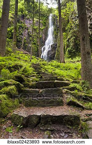 Stone stairs at Burgbach Waterfall near Schapbach, Black Forest, Baden-Wuerttemberg, Germany, Europe View Large Photo Image Stock Image - Stone stairs at Burgbach Waterfall near Schapbach, Black Forest, Baden-Wuerttemberg, Germany, Europe. Fotosearch