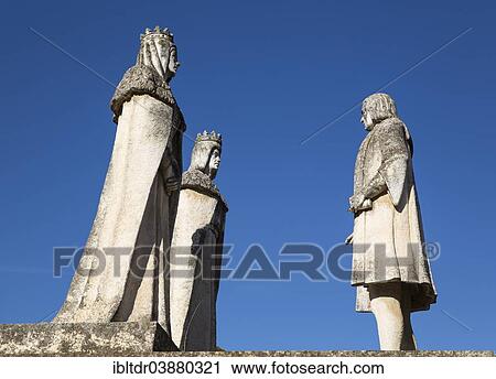 "Stone statues of the monarchs Fernando and Isabel on the left and Columbus, in the garden of the Alcazar de los Reyes Cristianos, Cordoba, Cordoba province, Andalusia, Spain, Europe" View Large Photo Image Stock Image - "Stone statues of the monarchs Fernando and Isabel on the left and Columbus, in the garden of the Alcazar de los Reyes Cristianos, Cordoba, Cordoba province, Andalusia, Spain, Europe". Fotosearch