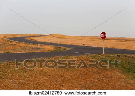Stop sign on the prairie, Badlands National Park, South Dakota, USA View Large Photo Image Stock Photo - Stop sign on the prairie, Badlands National Park, South Dakota, USA. Fotosearch