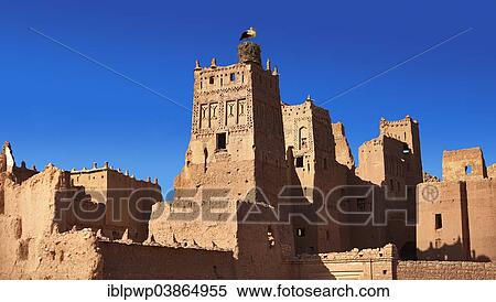 "Stork nesting on the Glaoui Kasbah, Tamdaght, Morroco" View Large Photo Image Stock Photography - "Stork nesting on the Glaoui Kasbah, Tamdaght, Morroco". Fotosearch