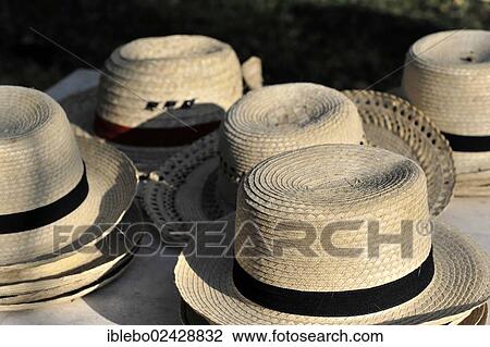 Stock Image - "Straw hats, souvenirs, Vinales, Valle de Vinales, Pinar del Rio province, Cuba, Greater Antilles, Central America, America, North America". Fotosearch