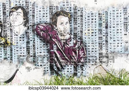 Picture - "Street art, Graffiti by Jana and JS at Esta es una Plaza, Lavapies and La Latina, Madrid, Spain, Europe". Fotosearch