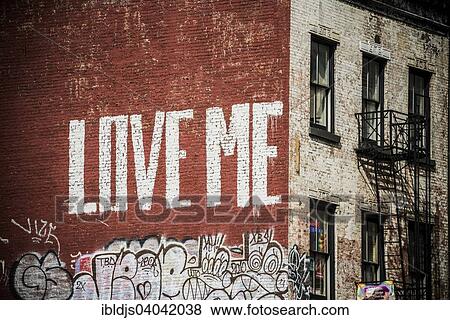 Stock Photo - "Street art, graffiti, painted wall of a building, Soho, Manhattan, New York, United States, North America". Fotosearch