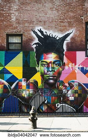 Stock Photo - "Street art, graffiti, painted wall of a building, Soho, Manhattan, New York, United States, North America". Fotosearch