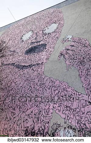 Stock Image - "Street art on a house, Oberbaumstrasse, Kreuzberg, Berlin, Berlin, Germany, Europe". Fotosearch