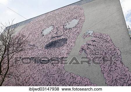 Stock Photo - "Street art on house, Oberbaumstrasse, Kreuzberg, Berlin, Berlin, Germany, Europe". Fotosearch