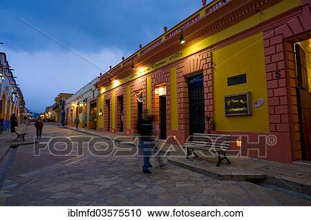 "Street at night, San Cristobal de las Casas, Chiapas, Mexico, North America" View Large Photo Image Stock Image - "Street at night, San Cristobal de las Casas, Chiapas, Mexico, North America". Fotosearch