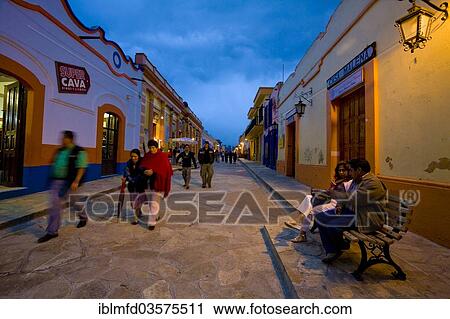 "Street at night, San Cristobal de las Casas, Chiapas, Mexico, North America" View Large Photo Image Stock Image - "Street at night, San Cristobal de las Casas, Chiapas, Mexico, North America". Fotosearch