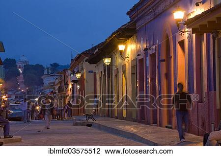 "Street at night, San Cristobal de las Casas, Chiapas, Mexico, North America" View Large Photo Image Stock Image - "Street at night, San Cristobal de las Casas, Chiapas, Mexico, North America". Fotosearch