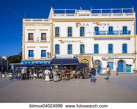 "Street cafe Casa Vera, Moulay Hassan Square, old town, UNESCO World Heritage Site, Essaouira, Morocco, Africa" View Large Photo Image Stock Photograph - "Street cafe Casa Vera, Moulay Hassan Square, old town, UNESCO World Heritage Site, Essaouira, Morocco, Africa". Fotosearch