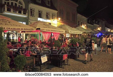 "Street cafes in the pedestrian zone of the historic town centre of Brasov, Brasov, Brasov County, Transylvania, Romania, Europe" View Large Photo Image Stock Image - "Street cafes in the pedestrian zone of the historic town centre of Brasov, Brasov, Brasov County, Transylvania, Romania, Europe". Fotosearch