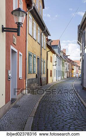 Stock Photograph - "Street, historic centre, Erfurt, Thuringia, Germany, Europe". Fotosearch