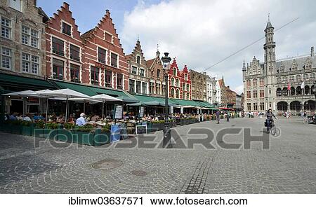 "Street restaurants, sidewalk cafes, guild houses, Grote Markt, market square, historic centre, UNESCO World Heritage Site, Bruges, Flemish Region, Belgium, Europe" View Large Photo Image Stock Image - "Street restaurants, sidewalk cafes, guild houses, Grote Markt, market square, historic centre, UNESCO World Heritage Site, Bruges, Flemish Region, Belgium, Europe". Fotosearch