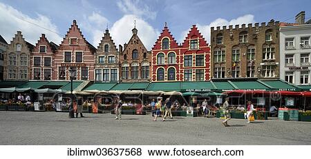 "Street restaurants, sidewalk cafes, guild houses, Grote Markt, market square, historic centre, UNESCO World Heritage Site, Bruges, Flemish Region, Belgium, Europe" View Large Photo Image Stock Photo - "Street restaurants, sidewalk cafes, guild houses, Grote Markt, market square, historic centre, UNESCO World Heritage Site, Bruges, Flemish Region, Belgium, Europe". Fotosearch