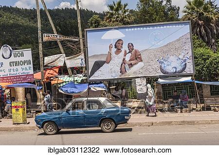 Stock Image - "Street scene, Addis Ababa, Oromia Region, Ethiopia, Africa". Fotosearch