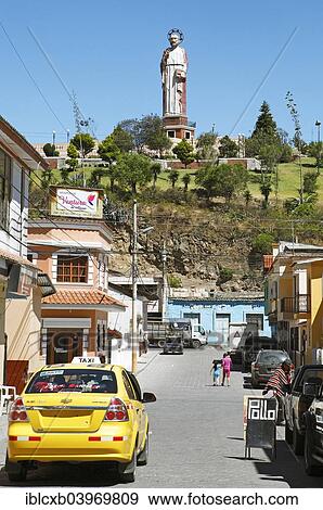 "Street scene in front of the San Pedro monument, city saint, Alausi, Chimborazo Province, Ecuador, South America" View Large Photo Image Stock Photo - "Street scene in front of the San Pedro monument, city saint, Alausi, Chimborazo Province, Ecuador, South America". Fotosearch