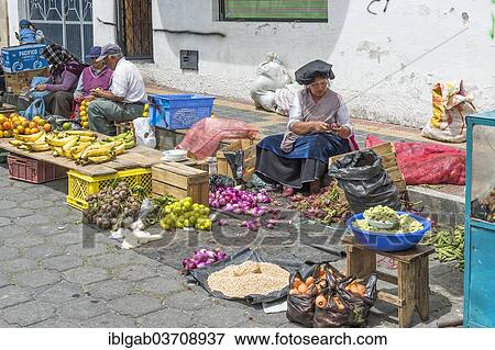 Stock Photo - "Street scene, Otavalo market, Otavalo, Imbabura Province, Ecuador, South America". Fotosearch