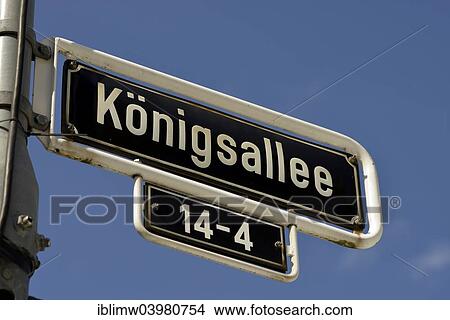 "Street sign Konigsallee, Ko shopping street, Dusseldorf, North Rhine-Westphalia, Germany, Europe" View Large Photo Image Picture - "Street sign Konigsallee, Ko shopping street, Dusseldorf, North Rhine-Westphalia, Germany, Europe". Fotosearch