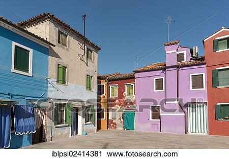 Street with colourful houses, Burano, Venice, Veneto, Italy, Europe View Large Photo Image Stock Image - Street with colourful houses, Burano, Venice, Veneto, Italy, Europe. Fotosearch