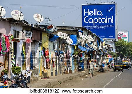 Stock Image - "Street with shops, Mumbai, Maharashtra, India, Asia". Fotosearch