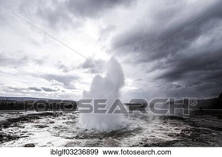 Stock Photo - "Strokkur Geyser, Sellfoss, Sellfoss, Southern Region, Iceland, Europe". Fotosearch