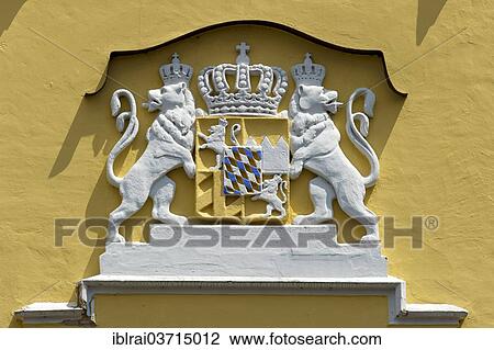 "Stucco relief, Bavarian coat of arms from 1835 to 1923 with lions supporting a shield on a wall, historic center, Landshut, Lower Bavaria, Bavaria, Germany, Europe" View Large Photo Image Stock Image - "Stucco relief, Bavarian coat of arms from 1835 to 1923 with lions supporting a shield on a wall, historic center, Landshut, Lower Bavaria, Bavaria, Germany, Europe". Fotosearch