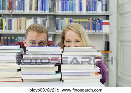 Stock Photography - "Students studying in the departmental library of the University of Hohenheim in Schloss Hohenheim Palace, Stuttgart, Baden-Wurttemberg, Germany, Europe". Fotosearch