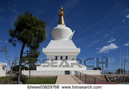 Stock Photo - "Stupa, Buddhist temple, Benalmadena, Costa del Sol, Andalusia, Spain, Europe". Fotosearch