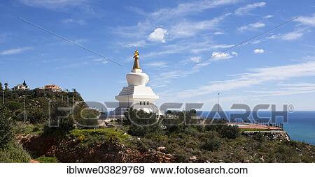Stock Photo - "Stupa, Buddhist temple, Benalmadena, Costa del Sol, Andalusia, Spain, Europe". Fotosearch