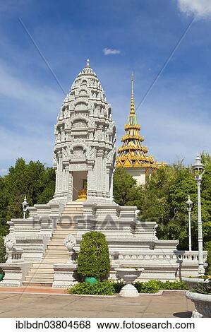 Stock Photo - "Stupa for Kantha Bopha, daughter of Sihanouk, part of the Royal Palace complex, Phnom Penh, Cambodia, Asia". Fotosearch