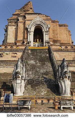 "Stupa with dragon statues, temple complex of Wat Chedi Luang, Amphoe Mueang, Chiang Mai, Northern Thailand, Thailand, Asia" View Large Photo Image Stock Photograph - "Stupa with dragon statues, temple complex of Wat Chedi Luang, Amphoe Mueang, Chiang Mai, Northern Thailand, Thailand, Asia". Fotosearch