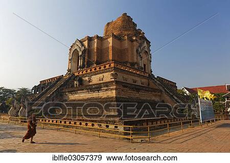 Stock Photo - "Stupa with elephant statues, temple complex of Wat Chedi Luang, Amphoe Mueang, Chiang Mai, Northern Thailand, Thailand, Asia". Fotosearch
