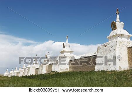 "Stupas of the outer wall, Erdene Zuu Monastery, Karakorum, Kharkhorin, southern steppe, Ovorkhangai Province, Mongolia, Asia" View Large Photo Image Stock Image - "Stupas of the outer wall, Erdene Zuu Monastery, Karakorum, Kharkhorin, southern steppe, Ovorkhangai Province, Mongolia, Asia". Fotosearch