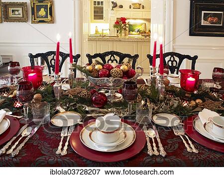 "Stylish Christmas table decoration in a sophisticated atmosphere, Germany, Europe" View Large Photo Image Stock Photo - "Stylish Christmas table decoration in a sophisticated atmosphere, Germany, Europe". Fotosearch