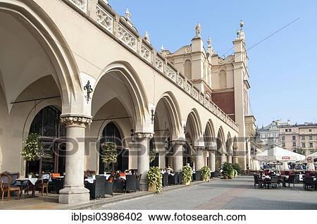 Stock Image - "Sukiennice, Renaissance Cloth Hall, on Rynek Glowny or Main Market Square, Krakow, Poland, Europe". Fotosearch