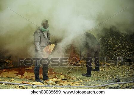 "Sulfur miners mining sulfur at Ijen Volcano, Kawah ljen, Eastern Java, Java, Indonesia, Asia" View Large Photo Image Stock Photo - "Sulfur miners mining sulfur at Ijen Volcano, Kawah ljen, Eastern Java, Java, Indonesia, Asia". Fotosearch