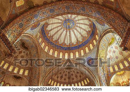 Stock Image - "Sultan Ahmed Mosque or Blue Mosque, main dome, Istanbul, Turkey, Asia". Fotosearch