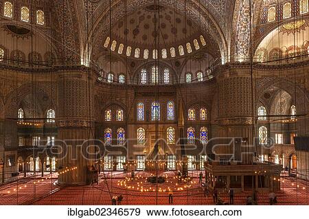 "Sultan Ahmed Mosque or Blue Mosque, interior, Istanbul, Turkey, Asia" View Large Photo Image Stock Photo - "Sultan Ahmed Mosque or Blue Mosque, interior, Istanbul, Turkey, Asia". Fotosearch