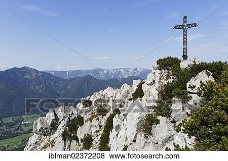 "Summit cross on Katrin mountain, Katergebirge mountains near Bad Ischl, Salzkammergut resort area, Traunviertel region, Upper Austria, Austria, Europe" View Large Photo Image Stock Photo - "Summit cross on Katrin mountain, Katergebirge mountains near Bad Ischl, Salzkammergut resort area, Traunviertel region, Upper Austria, Austria, Europe". Fotosearch
