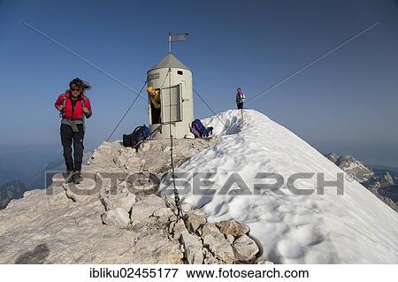 Stock Photo - "Summit of Triglav Mountain with Aljaz Tower or Triglav Tower, Triglav National Park, Slovenia, Europe". Fotosearch
