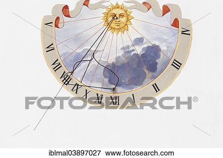 "Sundial on the church in Wolfegg, Upper Swabia, Baden-Wurttemberg, Germany, Europe" View Large Photo Image Stock Photo - "Sundial on the church in Wolfegg, Upper Swabia, Baden-Wurttemberg, Germany, Europe". Fotosearch