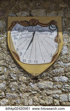 Stock Image - Sundial, Tourrettes sur Loup, Cote d'Azur, France, Europe. Fotosearch