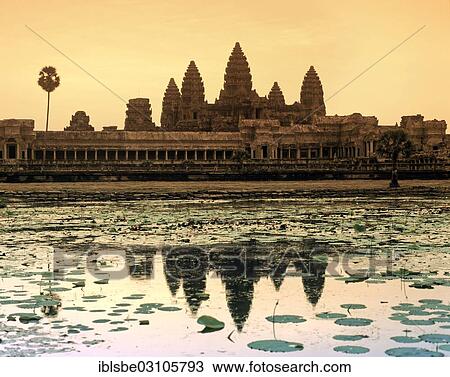 "Sunrise at the temple of Angkor Wat, main temple reflected in the lotus pond, UNESCO World Cultural Heritage Site, Siem Reap, Siem Reap Province, Cambodia, Asia" View Large Photo Image Stock Image - "Sunrise at the temple of Angkor Wat, main temple reflected in the lotus pond, UNESCO World Cultural Heritage Site, Siem Reap, Siem Reap Province, Cambodia, Asia". Fotosearch