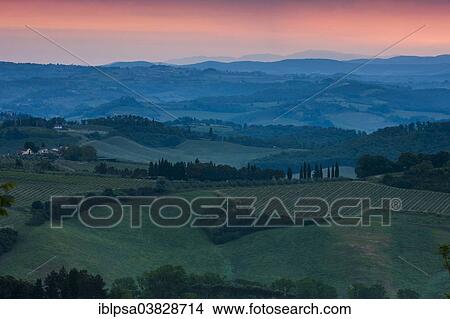 "Sunrise over the hills of Tuscany, Italy, Europe" View Large Photo Image Picture - "Sunrise over the hills of Tuscany, Italy, Europe". Fotosearch