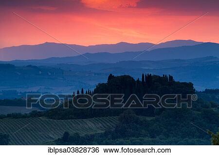 "Sunrise over the hills of Tuscany, Province of Siena, Italy, Europe" View Large Photo Image Stock Photograph - "Sunrise over the hills of Tuscany, Province of Siena, Italy, Europe". Fotosearch