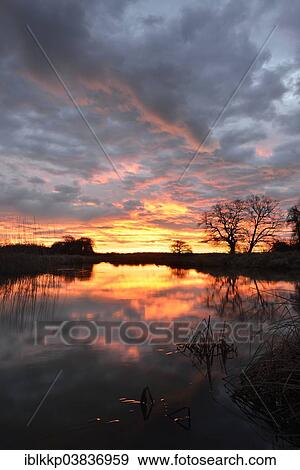 "Sunrise over the Leiner See lake in the Middle Elbe Biosphere Reserve, Dessau, Saxony-Anhalt, Germany, Europe" View Large Photo Image Stock Photo - "Sunrise over the Leiner See lake in the Middle Elbe Biosphere Reserve, Dessau, Saxony-Anhalt, Germany, Europe". Fotosearch