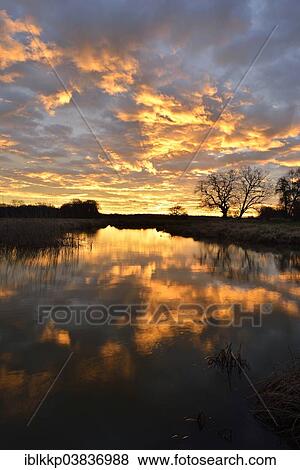 "Sunrise over the Leiner See lake in the Middle Elbe Biosphere Reserve, Dessau, Saxony-Anhalt, Germany, Europe" View Large Photo Image Stock Photo - "Sunrise over the Leiner See lake in the Middle Elbe Biosphere Reserve, Dessau, Saxony-Anhalt, Germany, Europe". Fotosearch