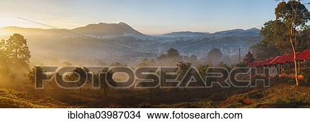 "Sunrise over the valley of Kalaw, Shan State, Myanmar, Asia" View Large Photo Image Picture - "Sunrise over the valley of Kalaw, Shan State, Myanmar, Asia". Fotosearch