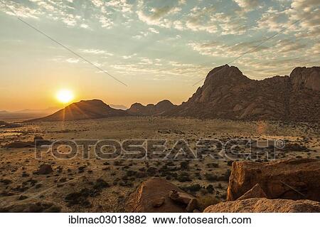 "Sunrise seen from Grosse Spitzkoppe mountain, Spitzkoppe, Twyfelfontein, Damaraland, Kunene Region, Namibia, Africa" View Large Photo Image Stock Image - "Sunrise seen from Grosse Spitzkoppe mountain, Spitzkoppe, Twyfelfontein, Damaraland, Kunene Region, Namibia, Africa". Fotosearch